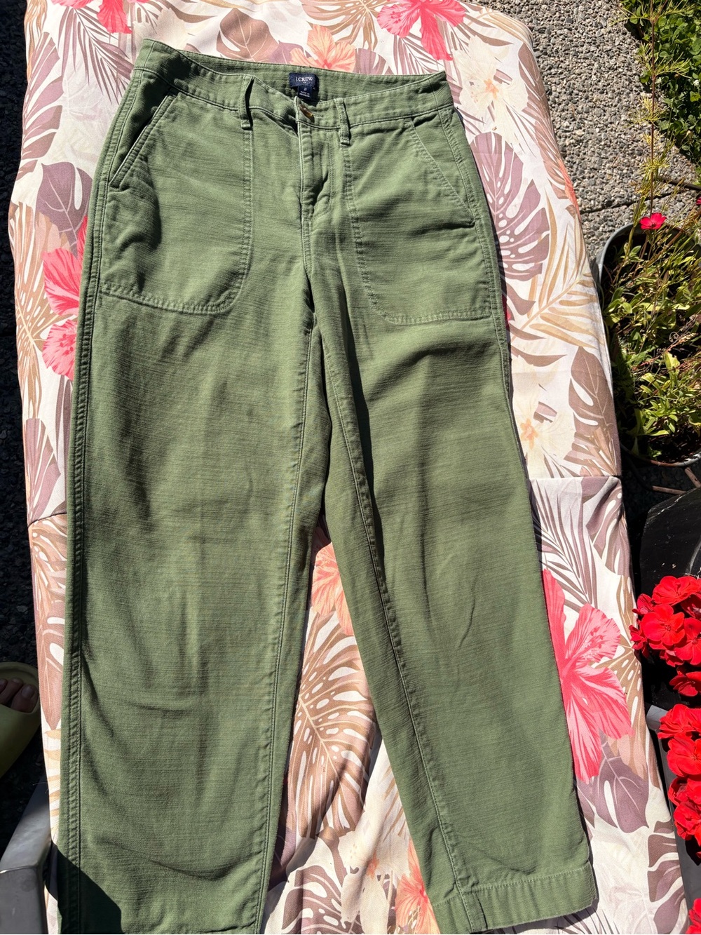 J. Crew Olive Green Straight-Leg Utility Pants